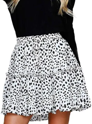 Alelly Women's Summer Cute High Waist Ruffle Skirt Floral Print Swing Beach Mini Skirt
