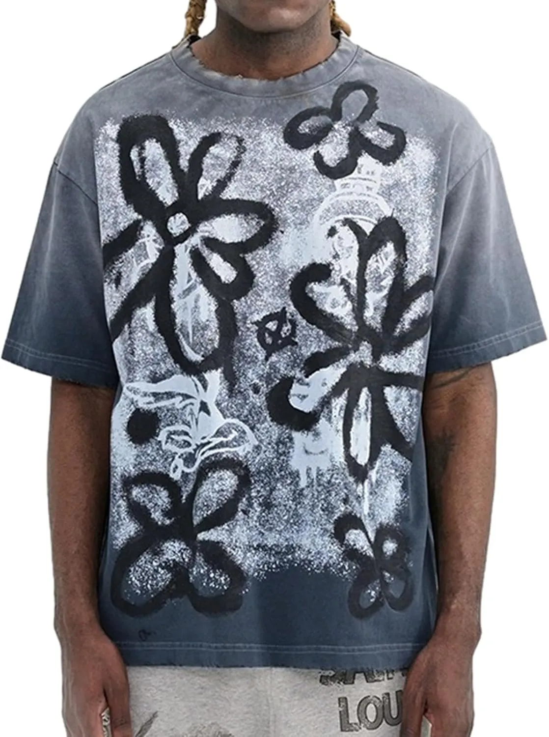 Arnodefrance Men Vintage Graphic Printing T-Shirt Hip Hop Rapper Tee Shirt Cotton Short Sleeve Shirt