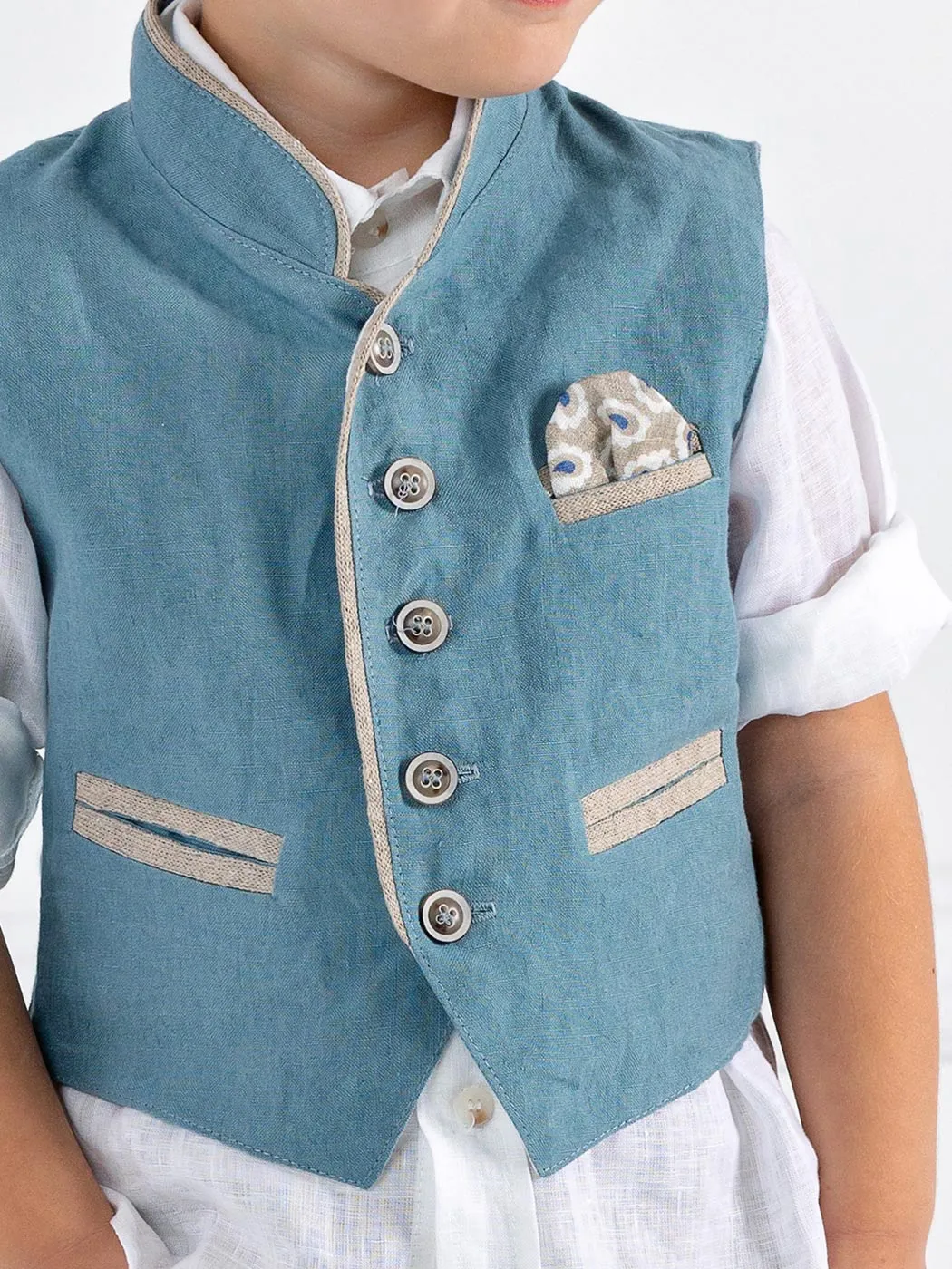 Boy's Linen Baptism outfit set 6pcs - SANRENO