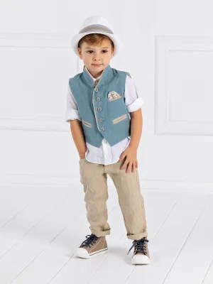 Boy's Linen Baptism outfit set 6pcs - SANRENO