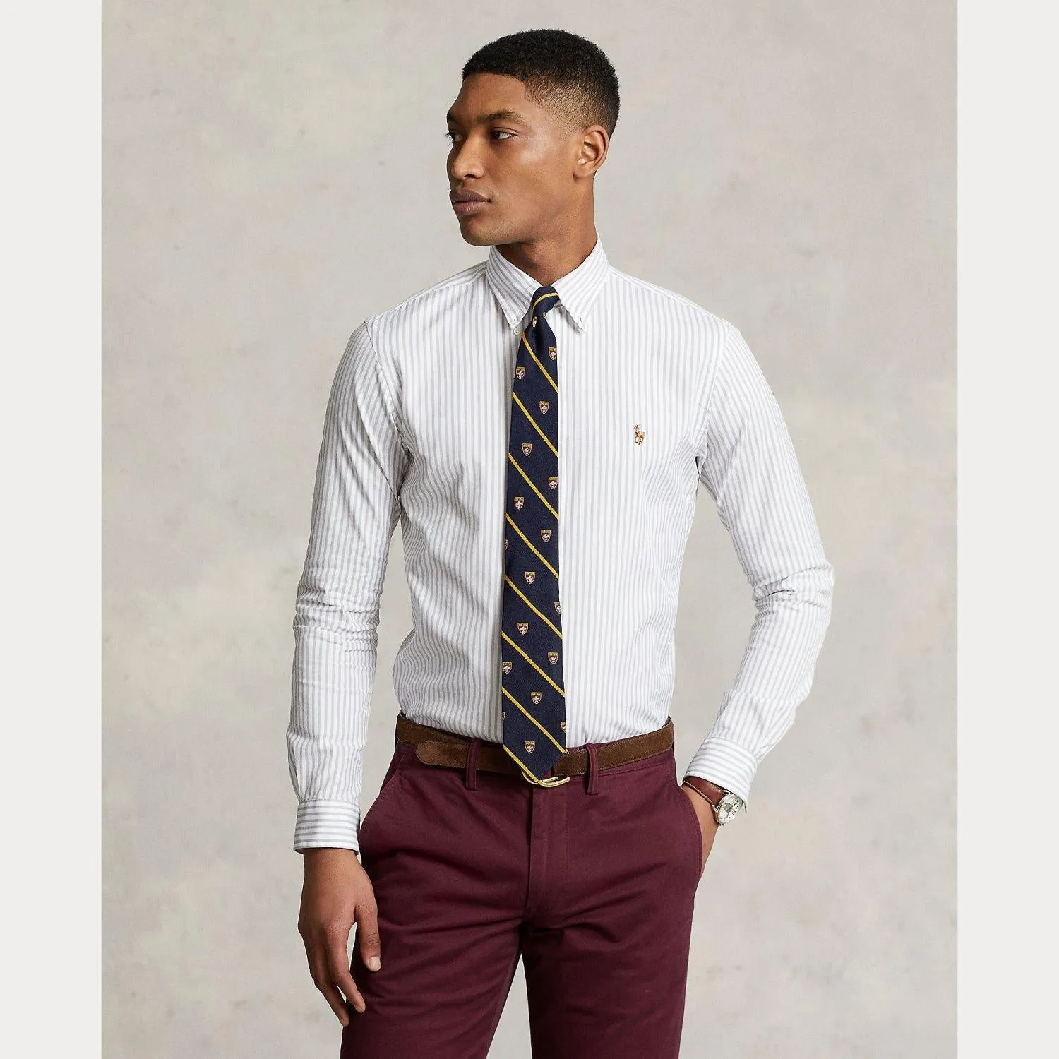 Custom Fit Striped Stretch Oxford Shirt