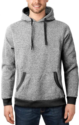 Hat and Beyond Mens Lightweight Marled Pullover Hoodie Solid Brushed Fleece Sweater