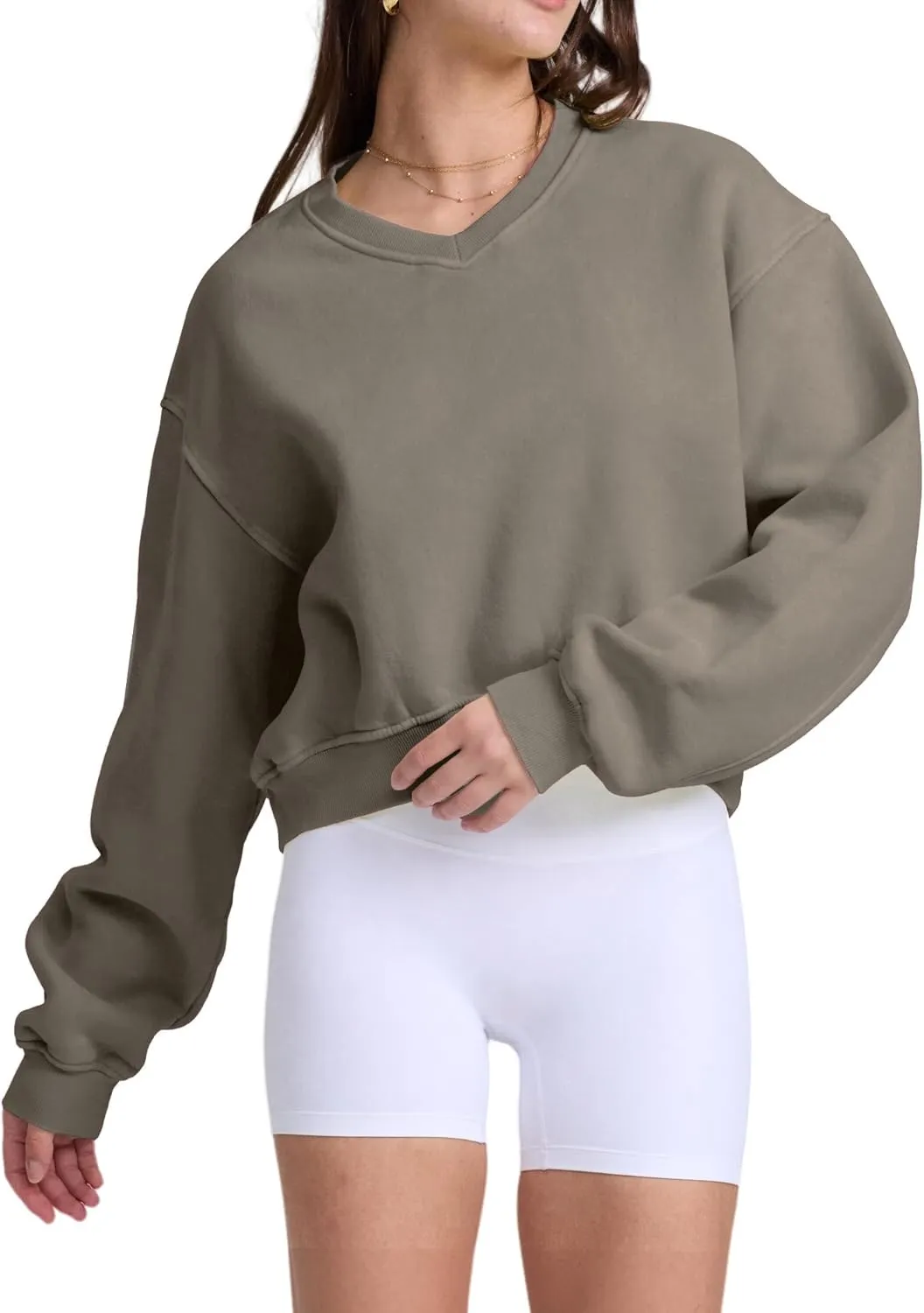 Hatant Sweatshirt for Women Acid Wash Athletic Hoodie Heritage Fleece V-neck Long Sleeve Hoodie Fleece Women Sweatshirt