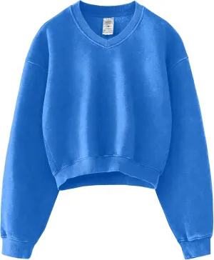 Hatant Sweatshirt for Women Acid Wash Athletic Hoodie Heritage Fleece V-neck Long Sleeve Hoodie Fleece Women Sweatshirt