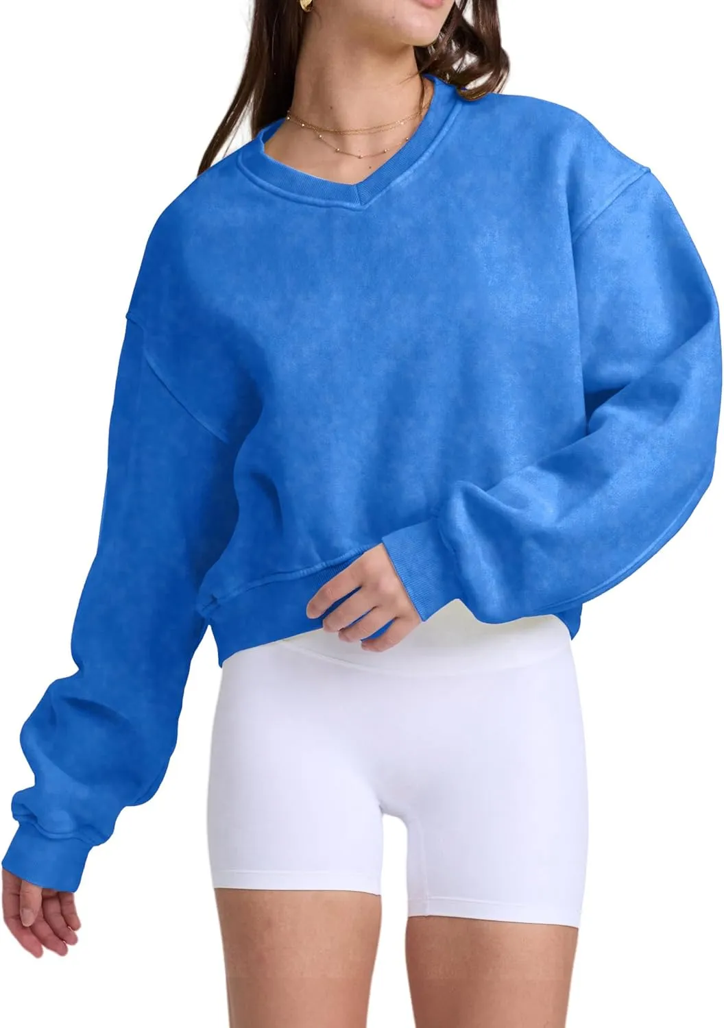 Hatant Sweatshirt for Women Acid Wash Athletic Hoodie Heritage Fleece V-neck Long Sleeve Hoodie Fleece Women Sweatshirt