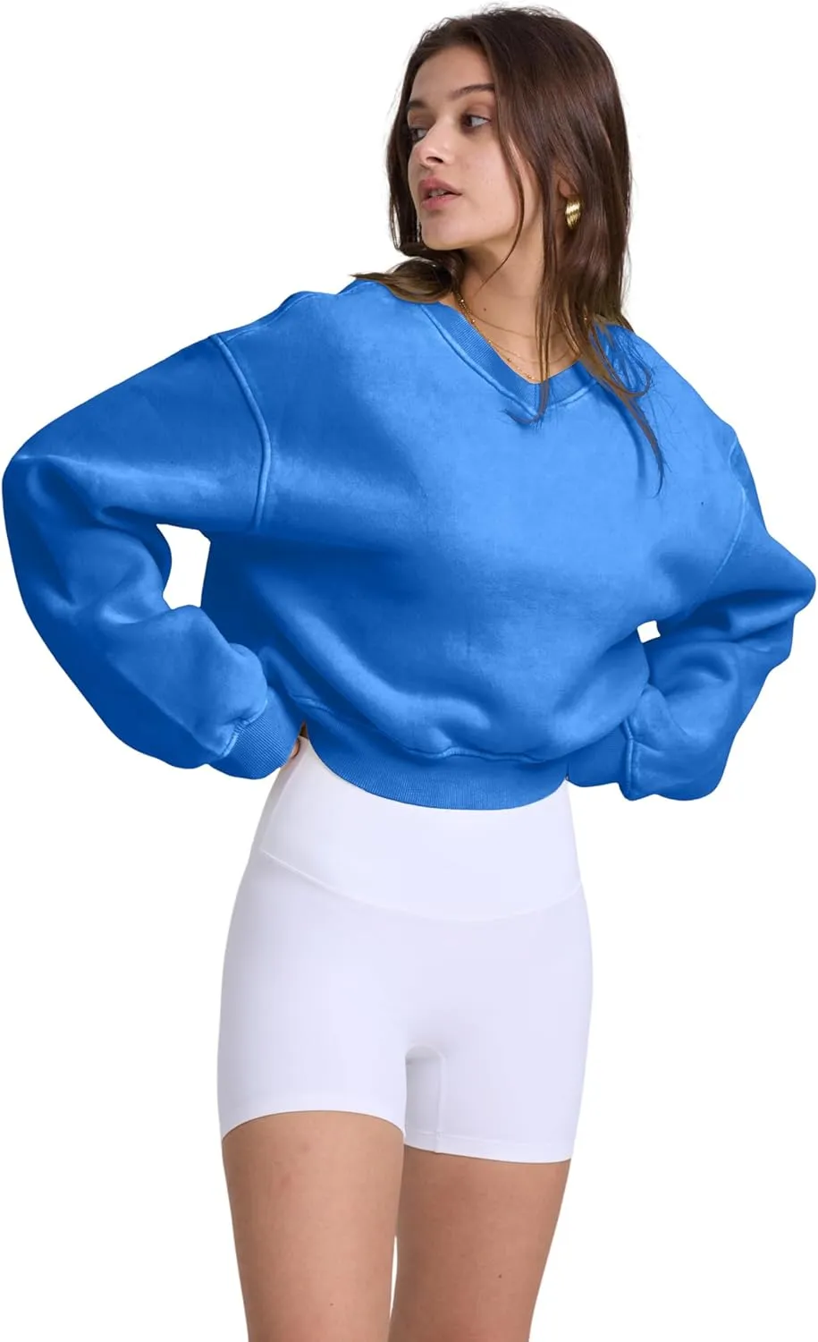 Hatant Sweatshirt for Women Acid Wash Athletic Hoodie Heritage Fleece V-neck Long Sleeve Hoodie Fleece Women Sweatshirt