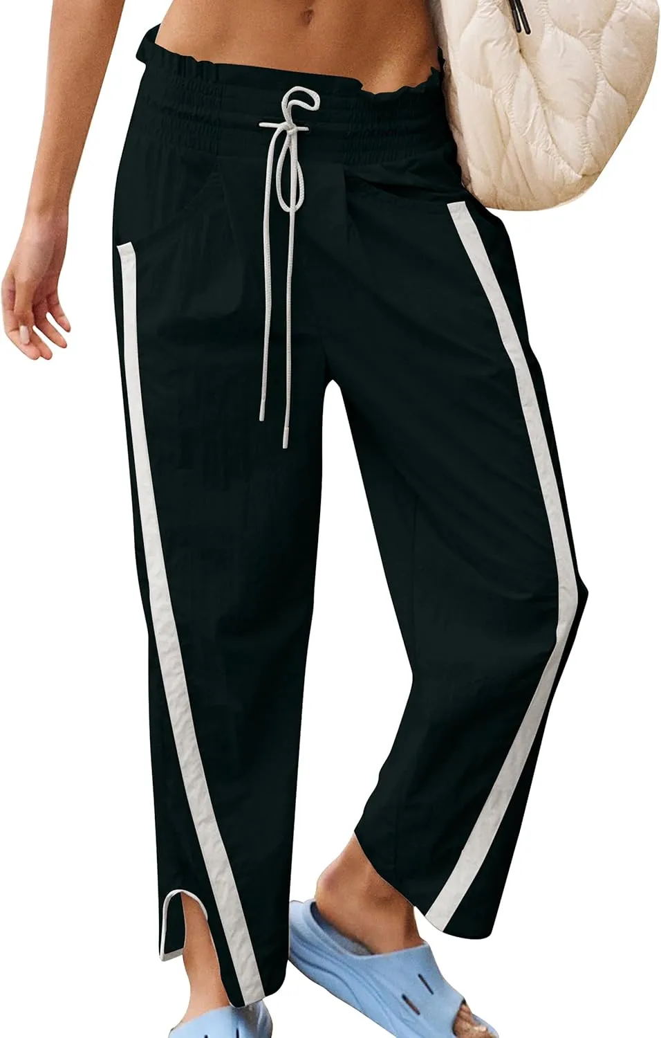 Loose Barrel Pants for Women Quick Dry Lightweight Hiking Travel Workout Running Comfy Lounge Pants with Pockets