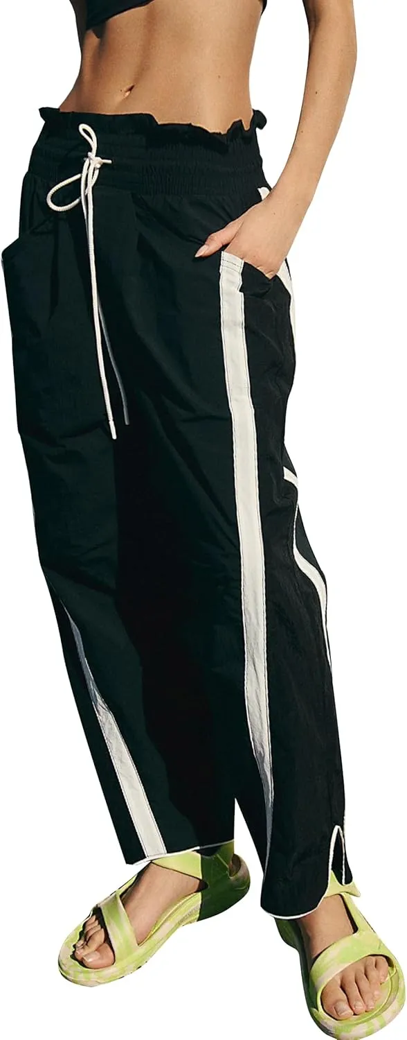 Loose Barrel Pants for Women Quick Dry Lightweight Hiking Travel Workout Running Comfy Lounge Pants with Pockets