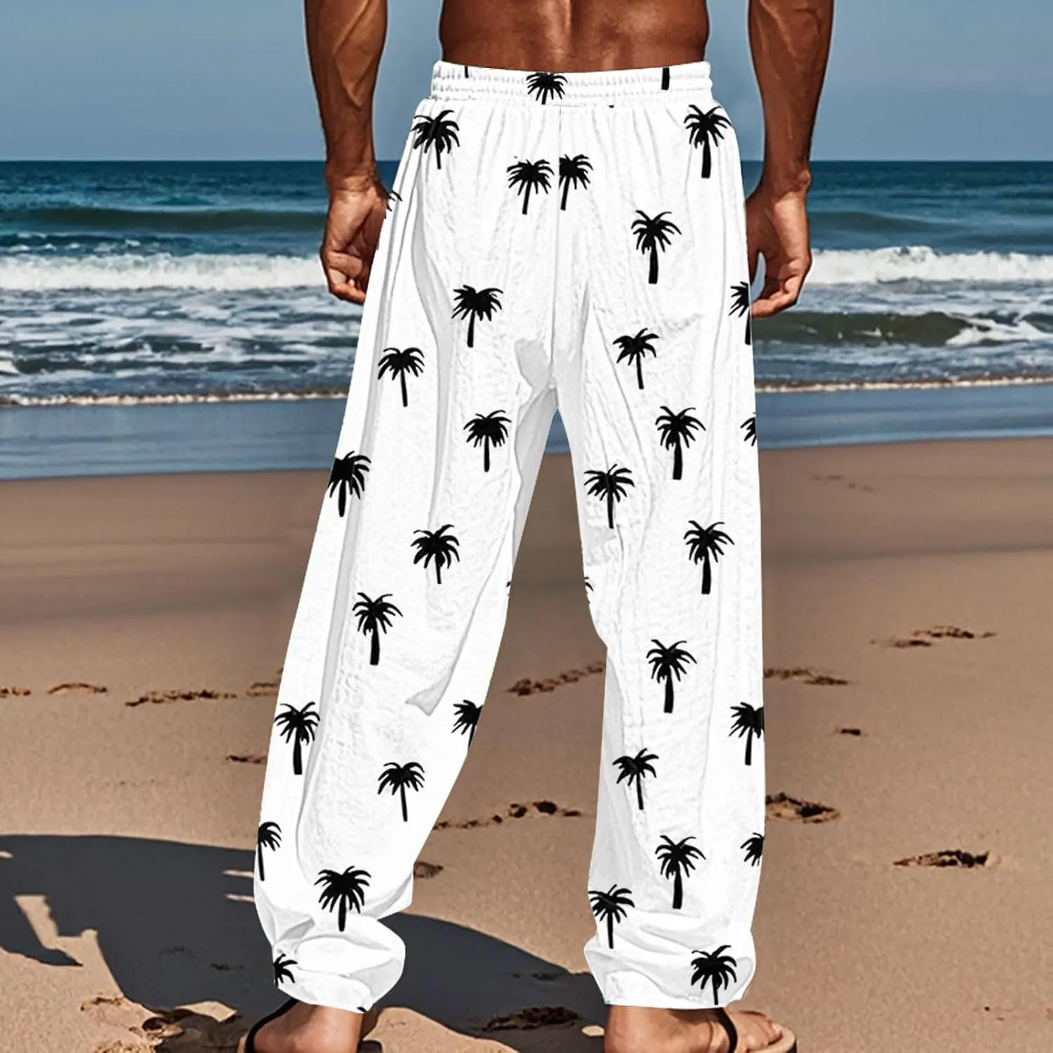 Men's Big and Tall Hawaii Sweatpants Tropical Beach Lounge Pants Breathable Relaxed Fit Vacation Drawstring Waist