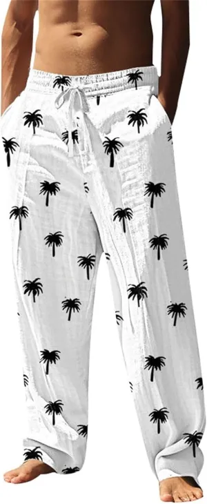 Men's Big and Tall Hawaii Sweatpants Tropical Beach Lounge Pants Breathable Relaxed Fit Vacation Drawstring Waist