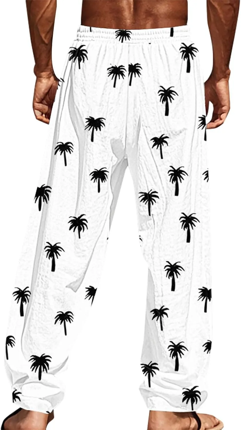 Men's Big and Tall Hawaii Sweatpants Tropical Beach Lounge Pants Breathable Relaxed Fit Vacation Drawstring Waist