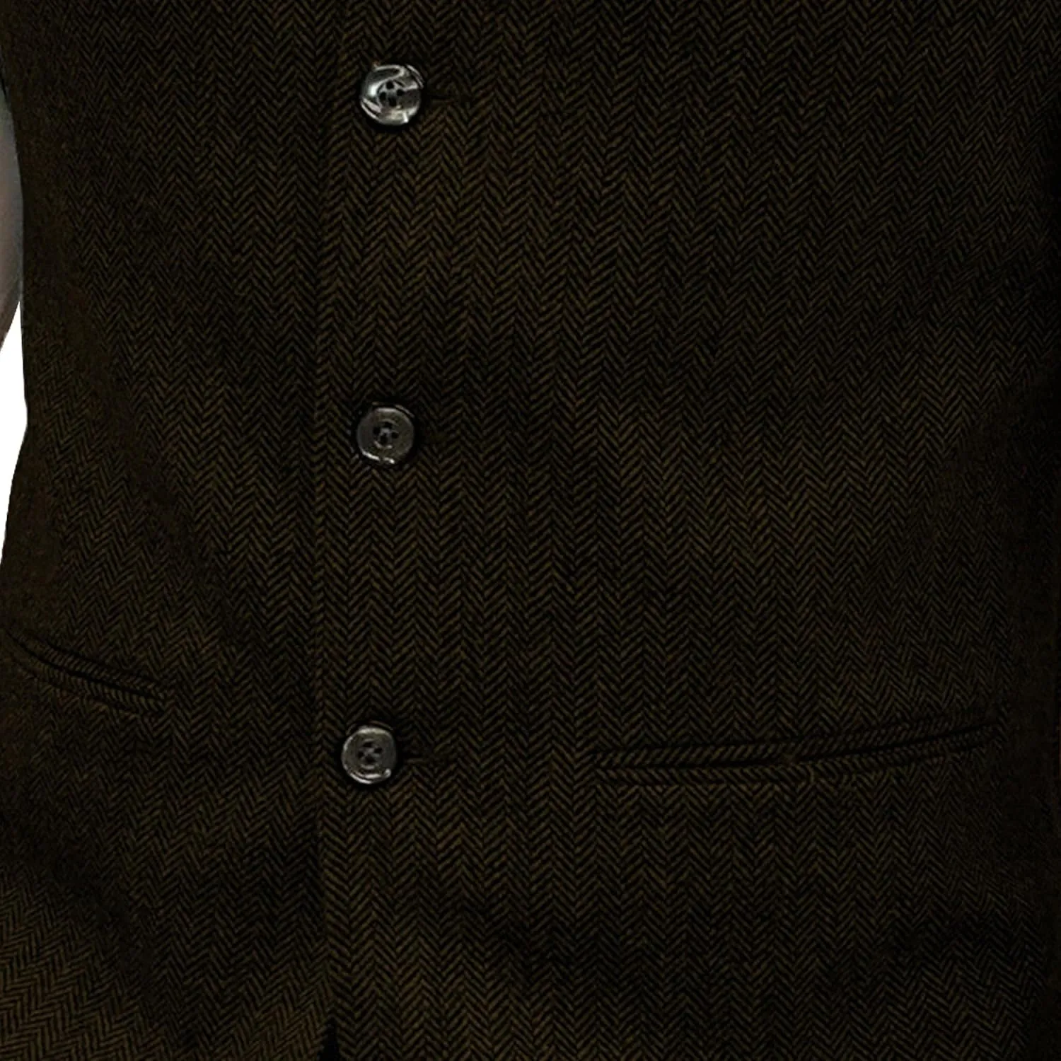 Mens Herringbone Wool Vests Slim Fit High Collar Waistcoats Tweed Wool Regular Fit Dress Vest