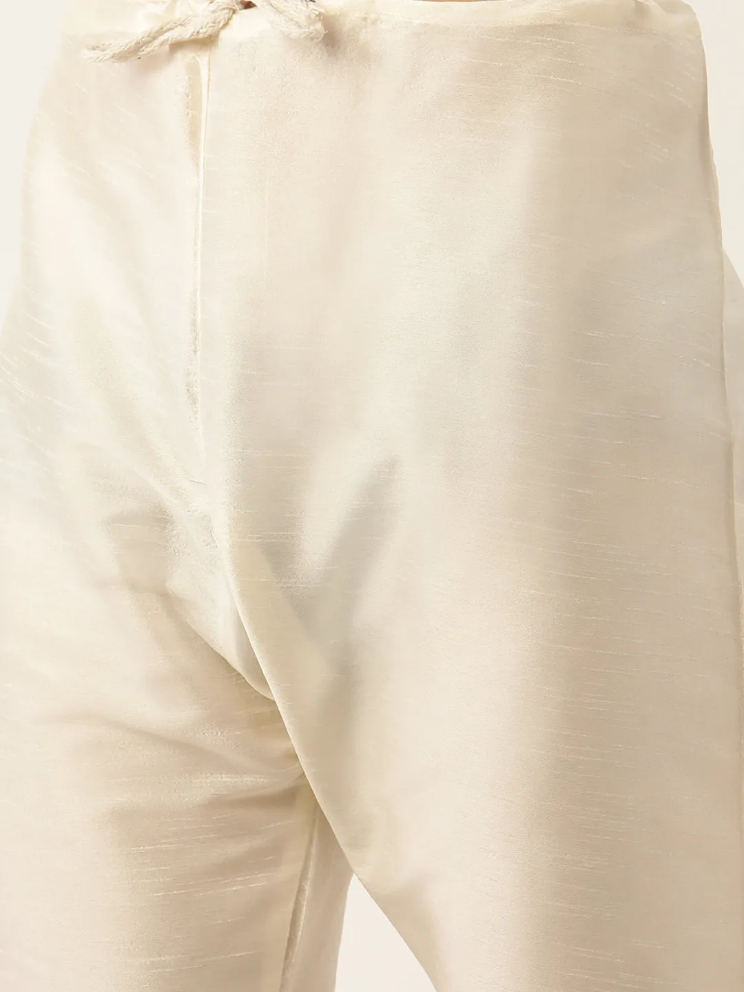 Men's Silk Blend Off White Kurta Pyjama & Grey Nehrujacket Combo - Sojanya