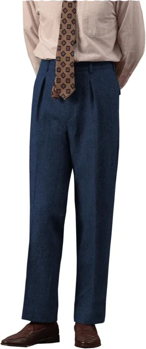 Men's Suit Pants Tweed Herringbone Pants Vintage Wool Mens Dress Trousers