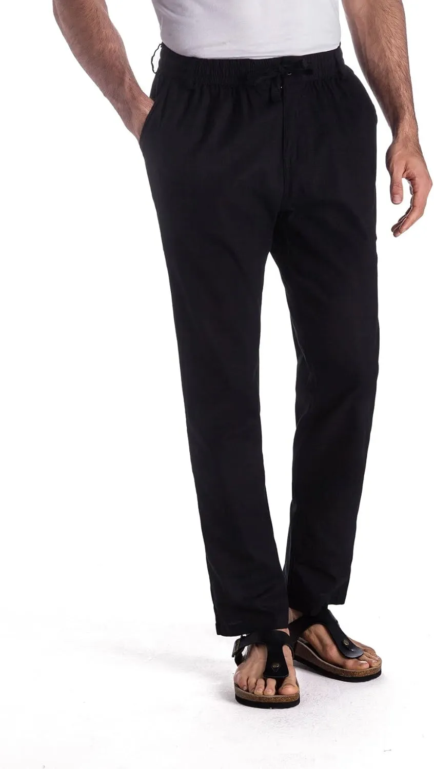 MUSE FATH Mens Linen Drawstring Casual Beach Pants-Lightweight Summer Trousers