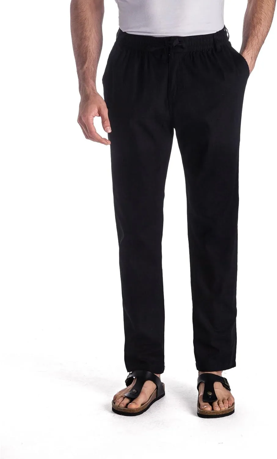 MUSE FATH Mens Linen Drawstring Casual Beach Pants-Lightweight Summer Trousers