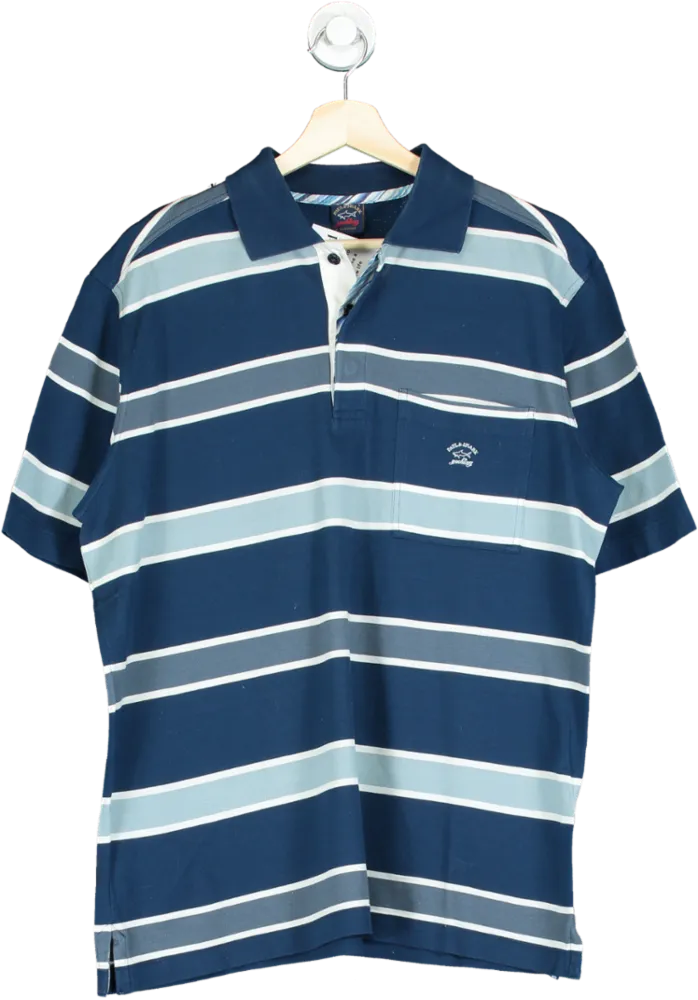 Paul & Shark Blue Striped Polo Shirt UK L