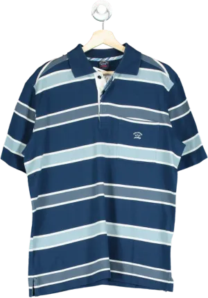 Paul & Shark Blue Striped Polo Shirt UK L