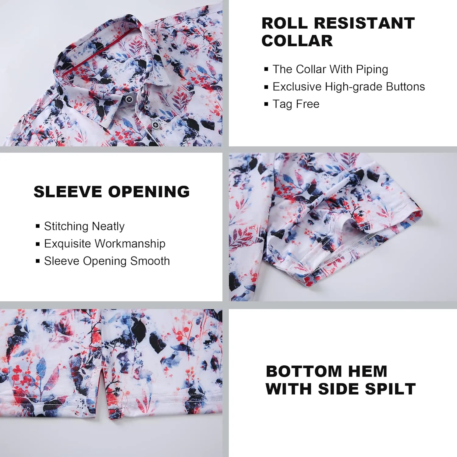 SAMERM Golf Shirts for Men Super Stretch Jacquard Dry Fit Golf Polo Moisture Wicking Short Sleeve Polo Shirts for Men