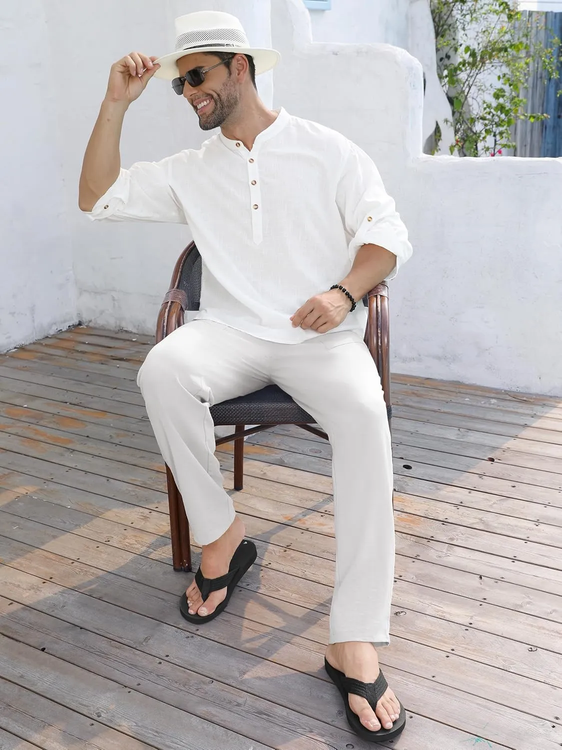 Tall Mens Casual Linen Pants 31/33/35/37 Inseam Beach Slacks Summer Long Drawstring Straight Leg Relaxed Fit