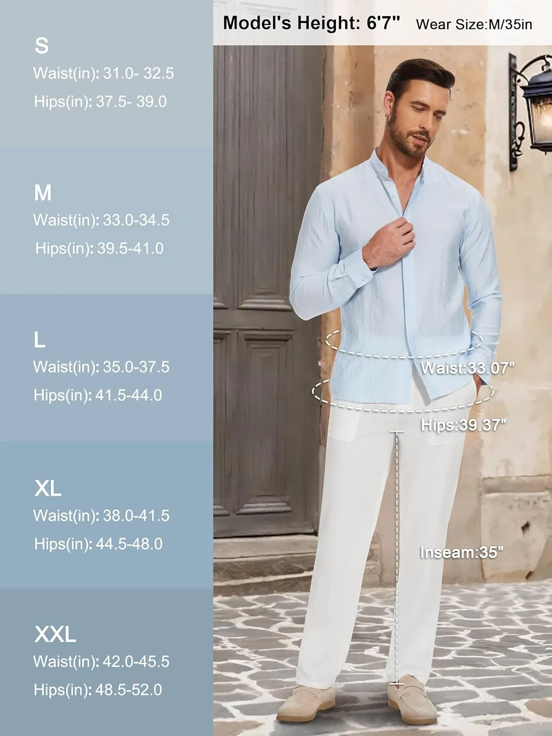 Tall Mens Casual Linen Pants 31/33/35/37 Inseam Beach Slacks Summer Long Drawstring Straight Leg Relaxed Fit
