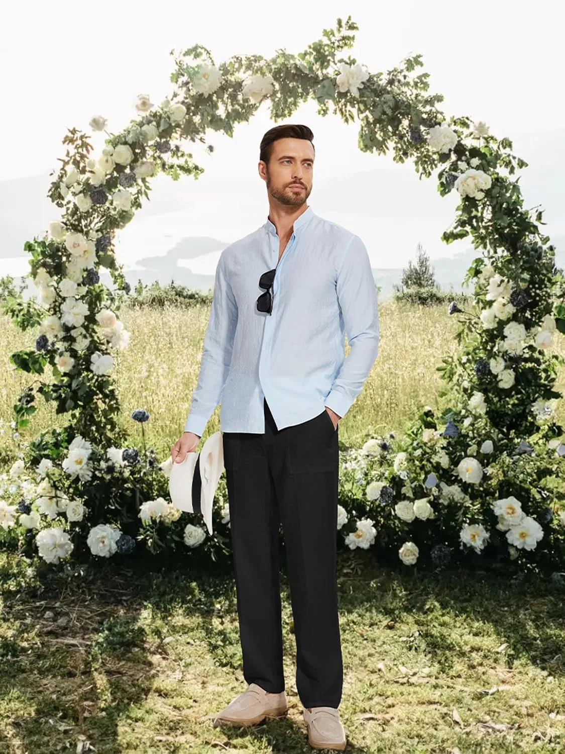 Tall Mens Casual Linen Pants 31/33/35/37 Inseam Beach Slacks Summer Long Drawstring Straight Leg Relaxed Fit