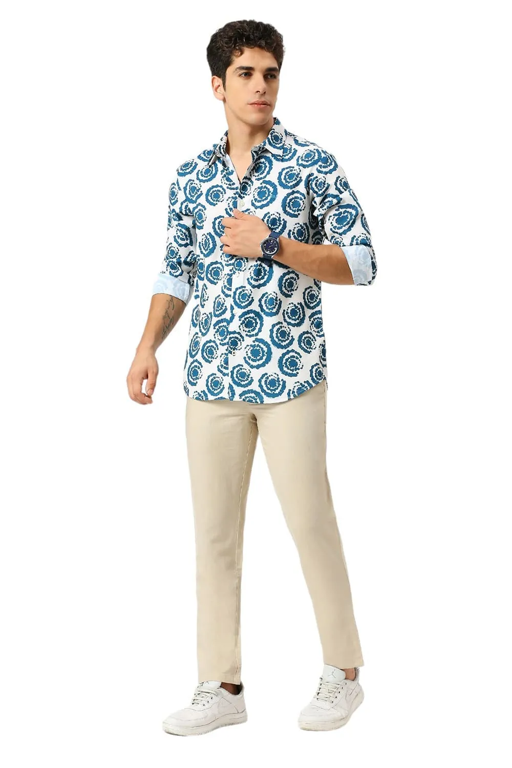 Tapered Fit Cotton Linen Twill Trousers
