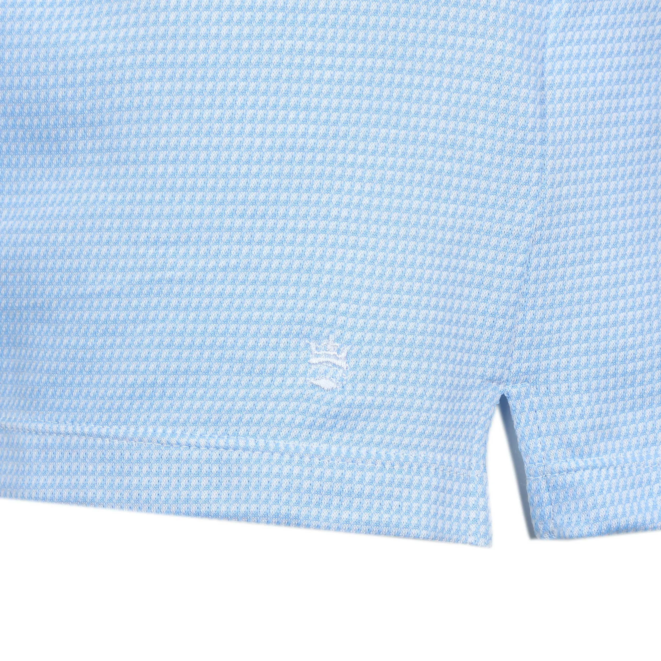 Thomas Maine Birdseye Pattern Knitted Polo Shirt in Sky Blue