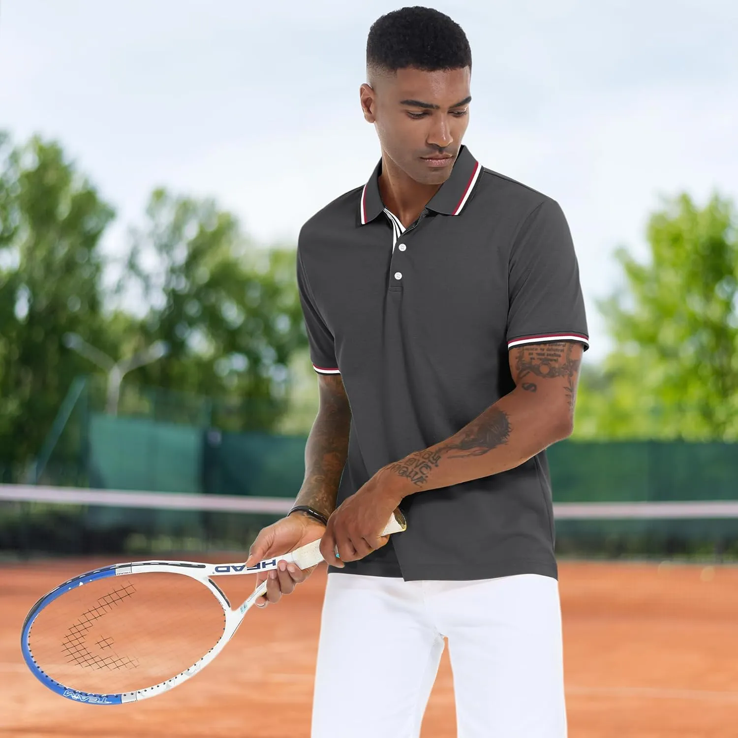 V VALANCH Mens Golf Polo Shirts Short Sleeve Moisture Wicking Golf Polo Shirts Collared Athletic Tennis Shirt