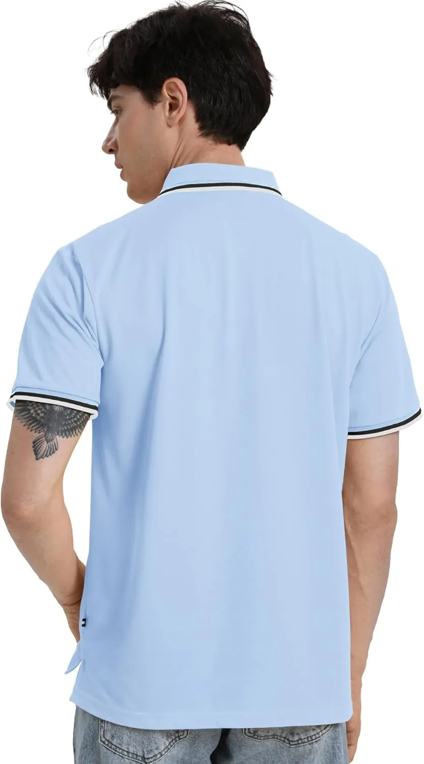 V VALANCH Mens Golf Polo Shirts Short Sleeve Moisture Wicking Golf Polo Shirts Collared Athletic Tennis Shirt