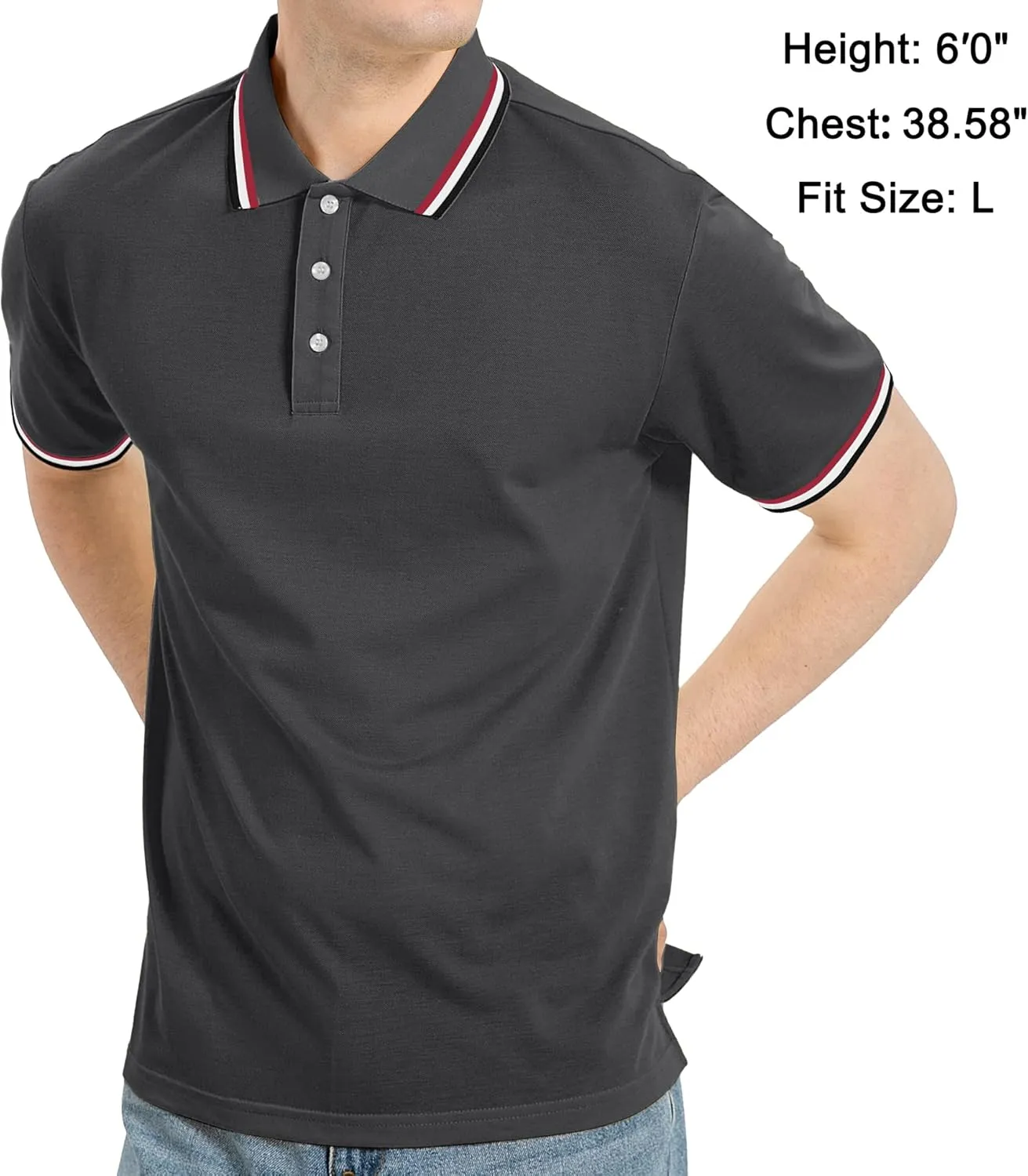 V VALANCH Mens Golf Polo Shirts Short Sleeve Moisture Wicking Golf Polo Shirts Collared Athletic Tennis Shirt