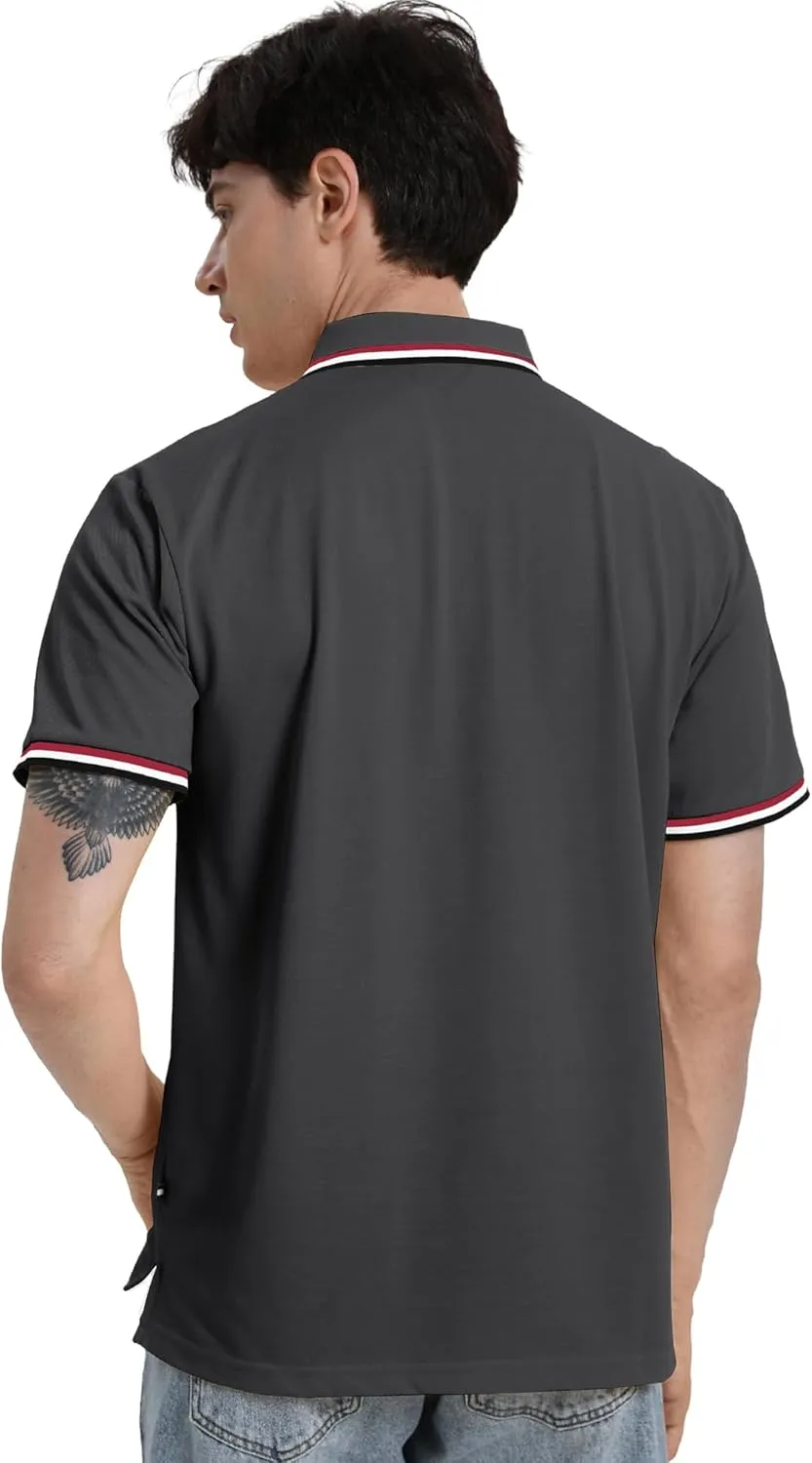 V VALANCH Mens Golf Polo Shirts Short Sleeve Moisture Wicking Golf Polo Shirts Collared Athletic Tennis Shirt