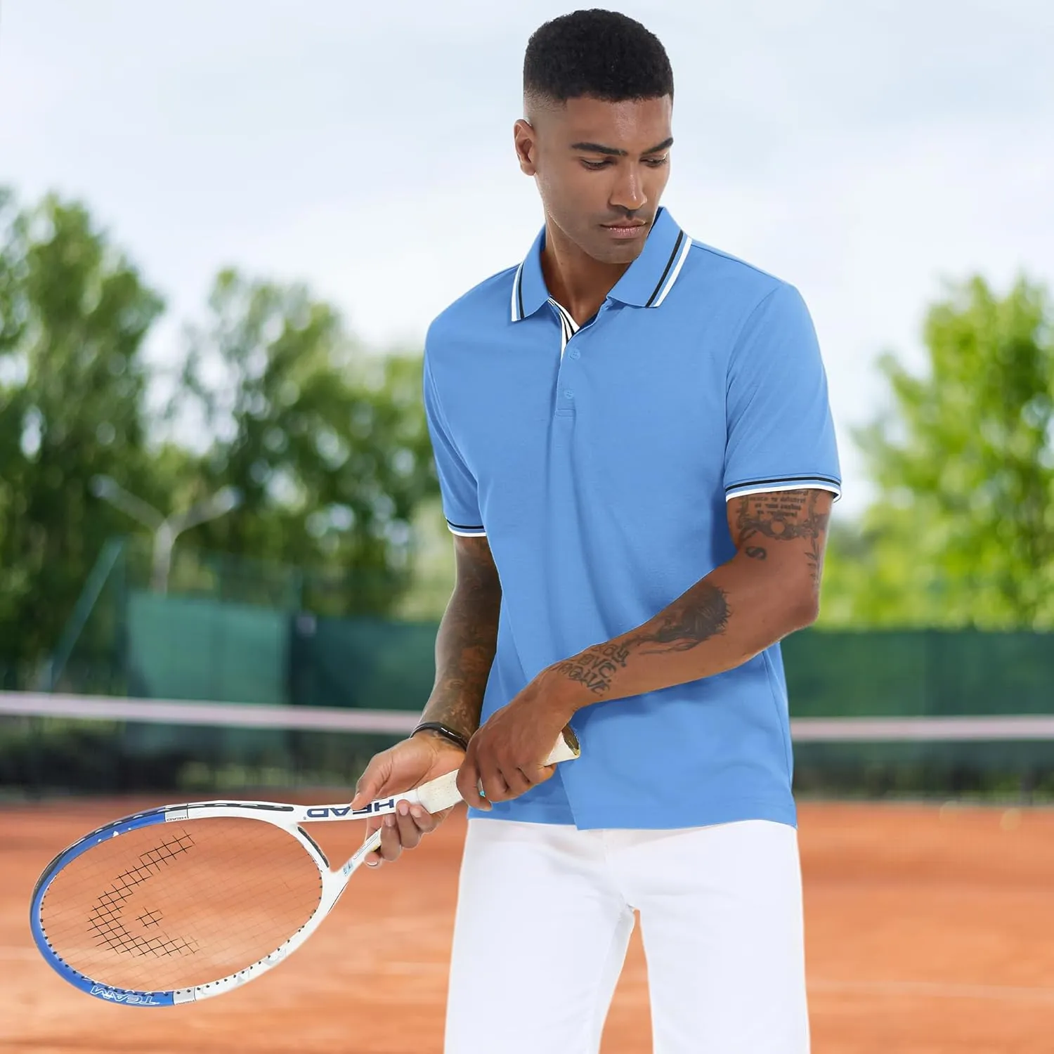 V VALANCH Mens Golf Polo Shirts Short Sleeve Moisture Wicking Golf Polo Shirts Collared Athletic Tennis Shirt
