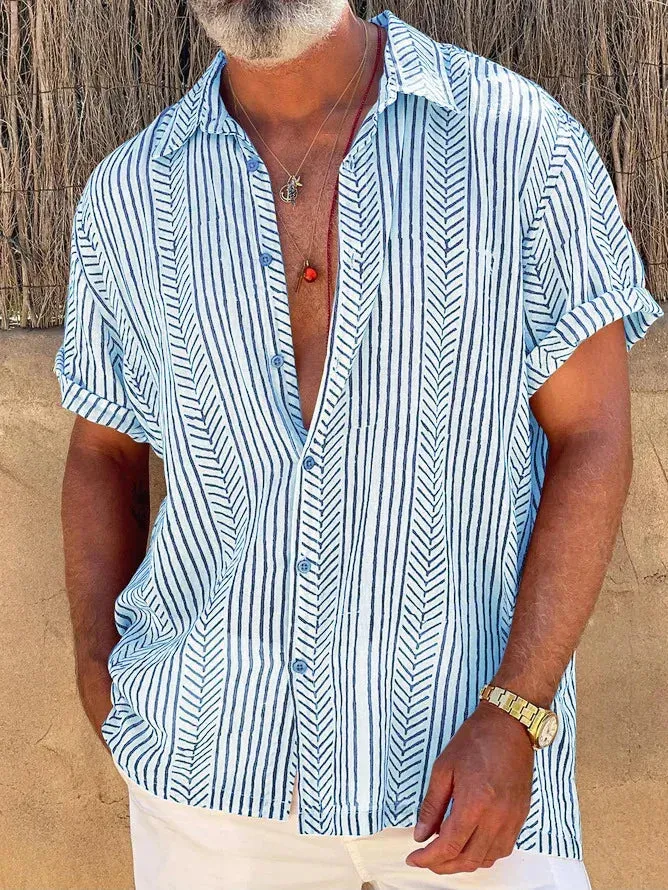 Wiaofellas  -  Striped Multi-Color Short Sleeved Polo Shirt, Monotonous And Breathable Polo Shirt, Men's Clothing