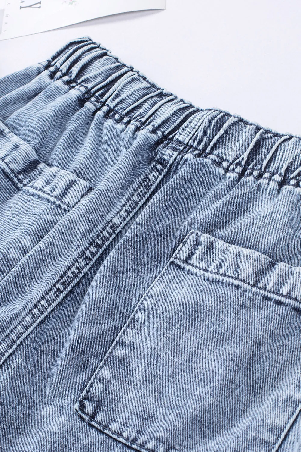 Women's Casual Denim Shorts Pocketed Drawstring High Waisted Denim Jeans
