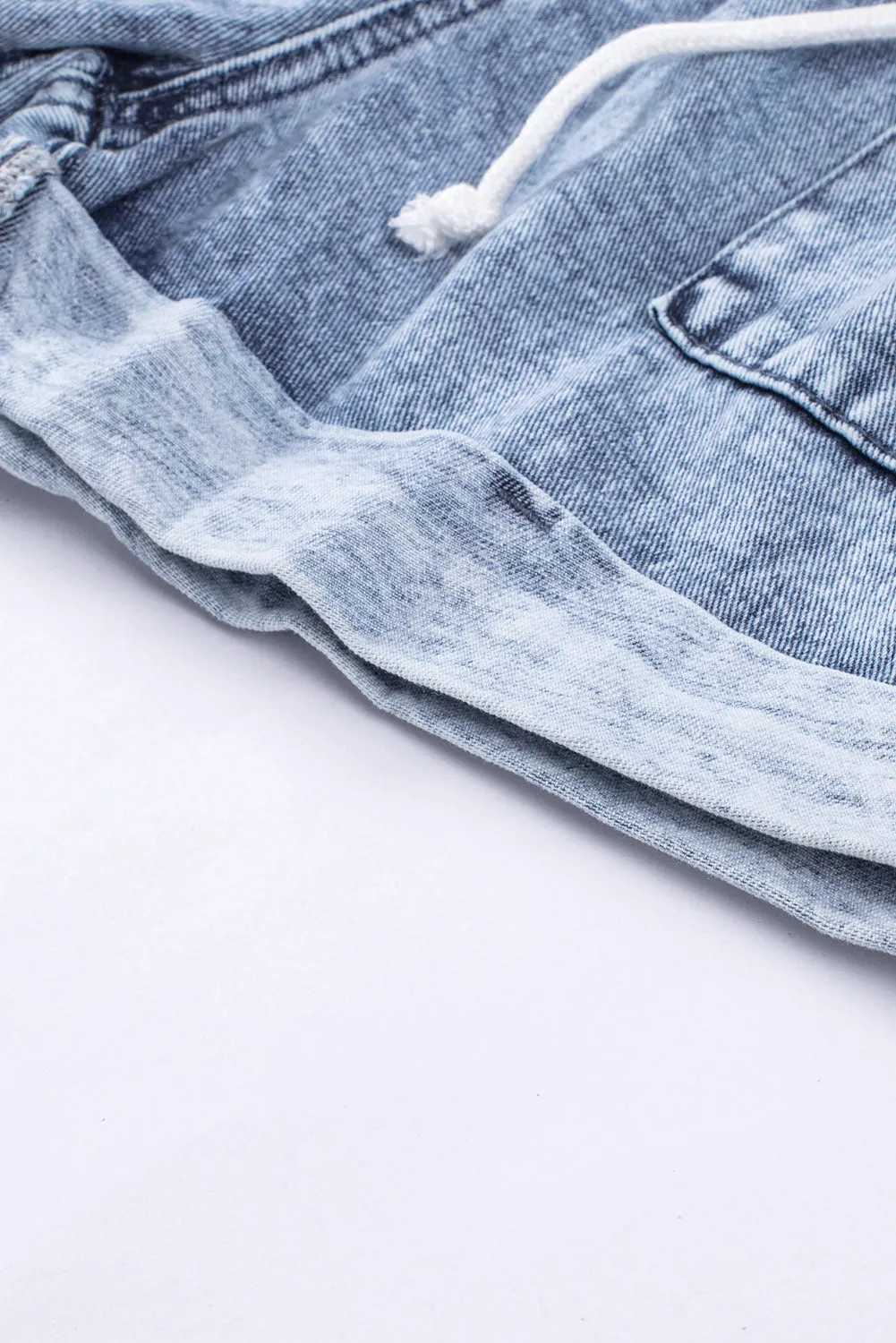Women's Casual Denim Shorts Pocketed Drawstring High Waisted Denim Jeans