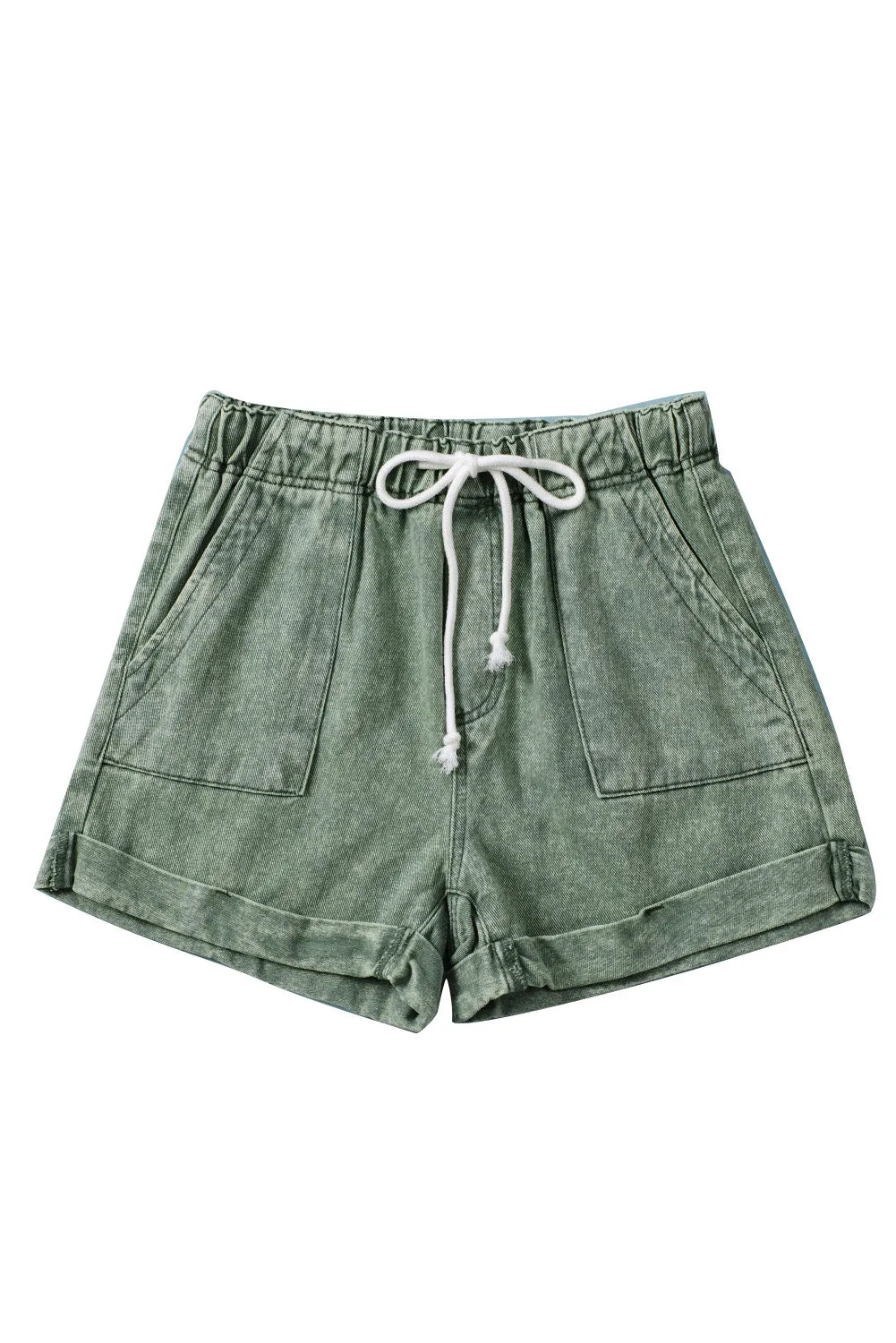Women's Casual Denim Shorts Pocketed Drawstring High Waisted Denim Jeans