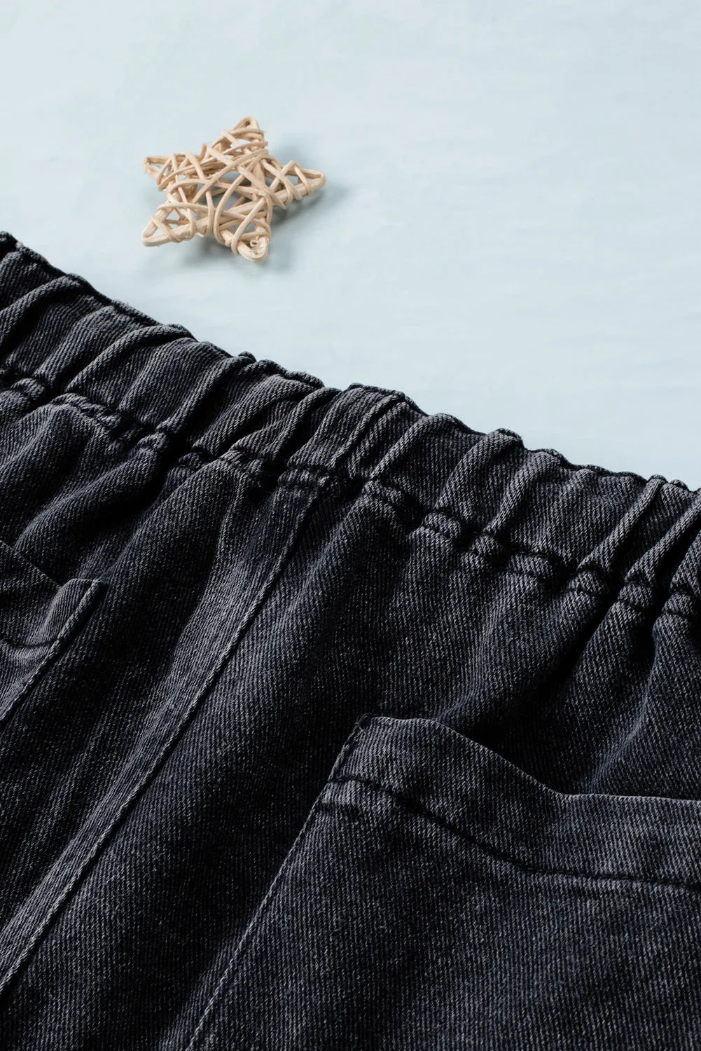 Women's Casual Denim Shorts Pocketed Drawstring High Waisted Denim Jeans