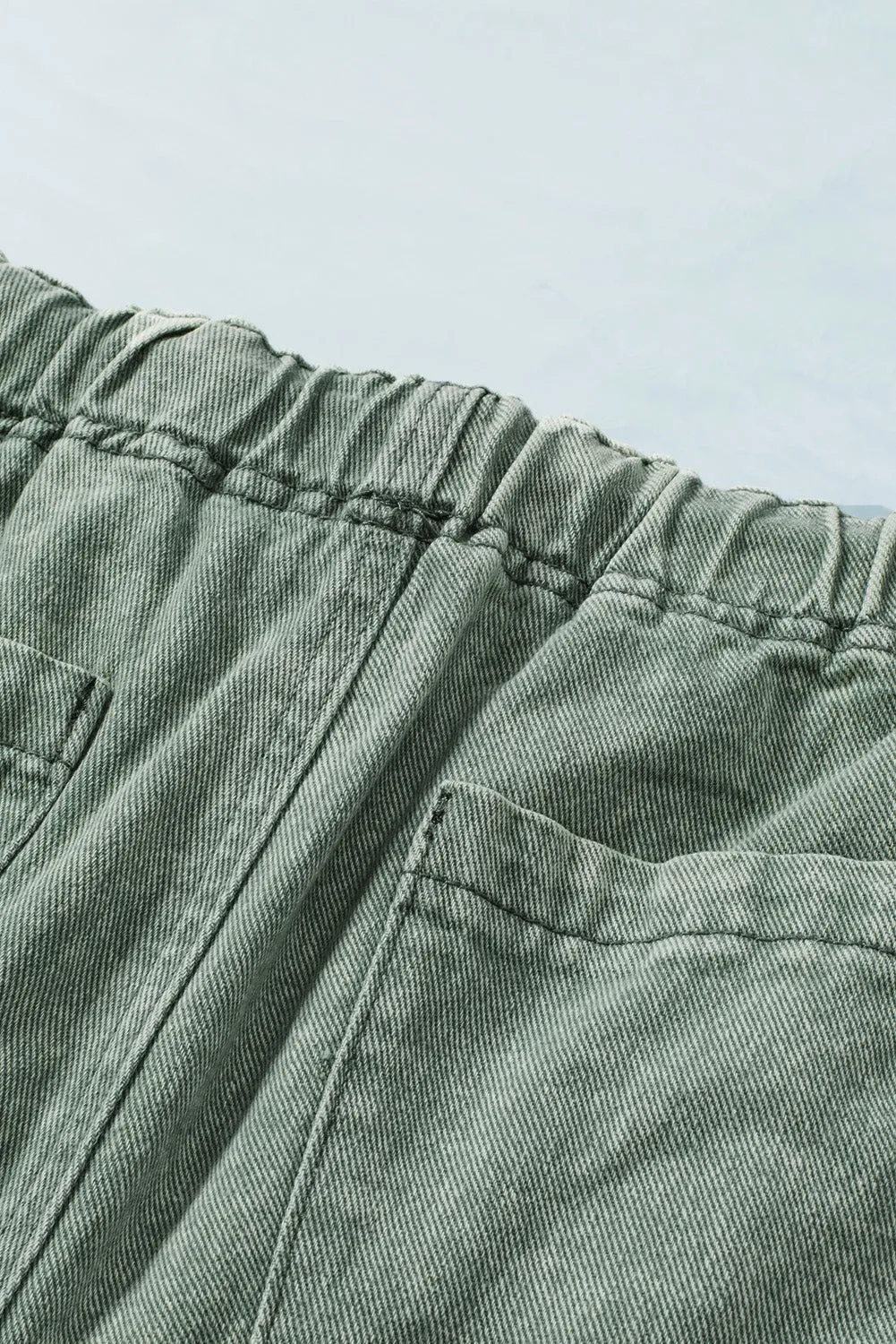 Women's Casual Denim Shorts Pocketed Drawstring High Waisted Denim Jeans