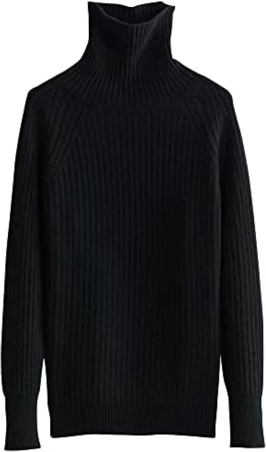 Women's Fall Winter Long Sleeve Loose Pure Merino Wool Warm Soft Knitted Pullover Sweater,Black,Small
