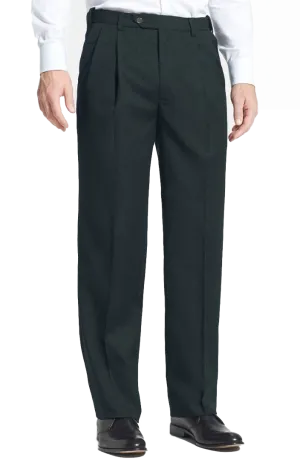 Worsted Wool Gabardine<br>Self Sizer Pleated<br>Long Rise